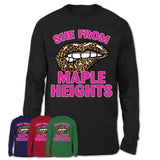 She From Maple Heights Ohio Gift Cheetah Leopard Sexy Lips Shirt