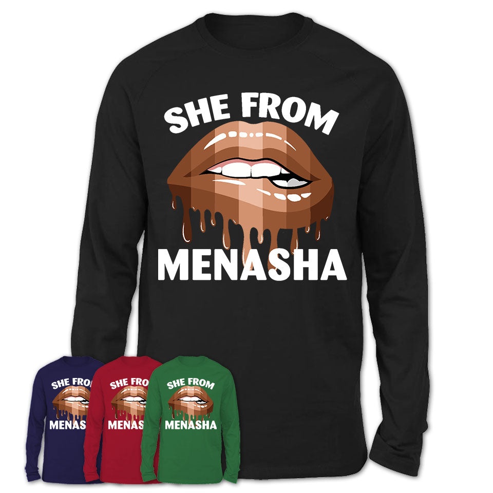 She From Menasha Wisconsin T-Shirt Black Lives Matter Sexy Lips Girl Shirt