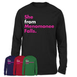 She From Menomonee Falls Shirt Wisconsin State Birthday Gift For Her
