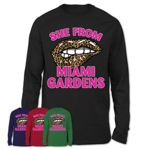 She From Miami Gardens Florida Gift Cheetah Leopard Sexy Lips Shirt