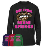 She From Miami Springs Florida Gift Cheetah Leopard Sexy Lips Shirt