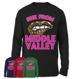 She From Middle Valley Tennessee Gift Cheetah Leopard Sexy Lips Shirt