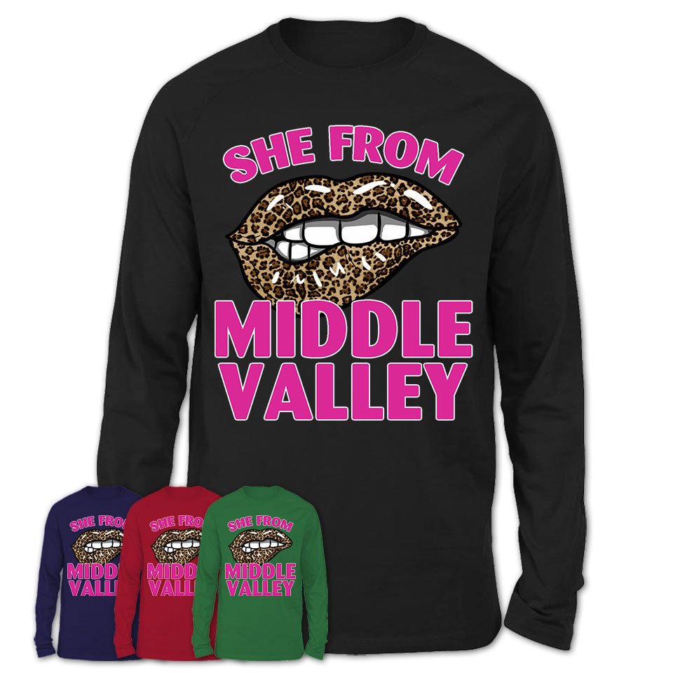 She From Middle Valley Tennessee Gift Cheetah Leopard Sexy Lips Shirt