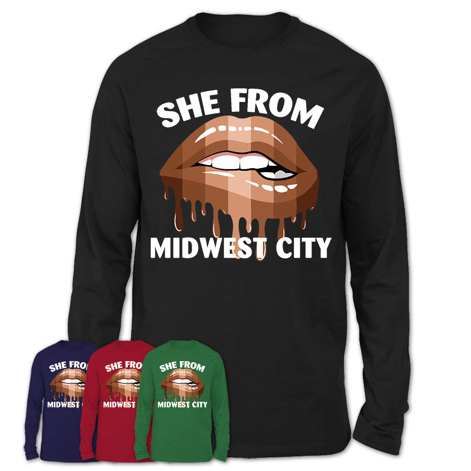 She From Midwest City Oklahoma T-Shirt Black Lives Matter Sexy Lips Girl Shirt
