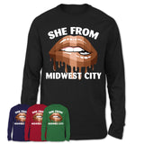 She From Midwest City Oklahoma T-Shirt Black Lives Matter Sexy Lips Girl Shirt