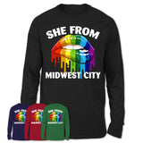 She From Midwest City Oklahoma T-Shirt LGBT Pride Sexy Lips Gift Shirt