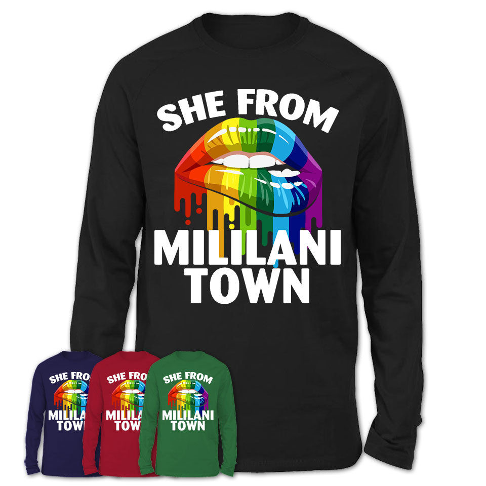 She From Mililani Town Hawaii T-Shirt LGBT Pride Sexy Lips Gift Shirt