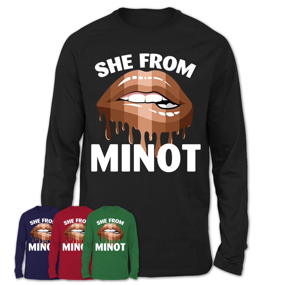 She From Minot North Dakota T-Shirt Black Lives Matter Sexy Lips Girl Shirt