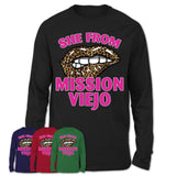 She From Mission Viejo California Gift Cheetah Leopard Sexy Lips Shirt