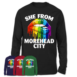 She From Morehead City North Carolina T-Shirt LGBT Pride Sexy Lips Gift Shirt