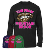 She From Mountain Brook Alabama Gift Cheetah Leopard Sexy Lips Shirt