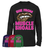She From Muscle Shoals Alabama Gift Cheetah Leopard Sexy Lips Shirt