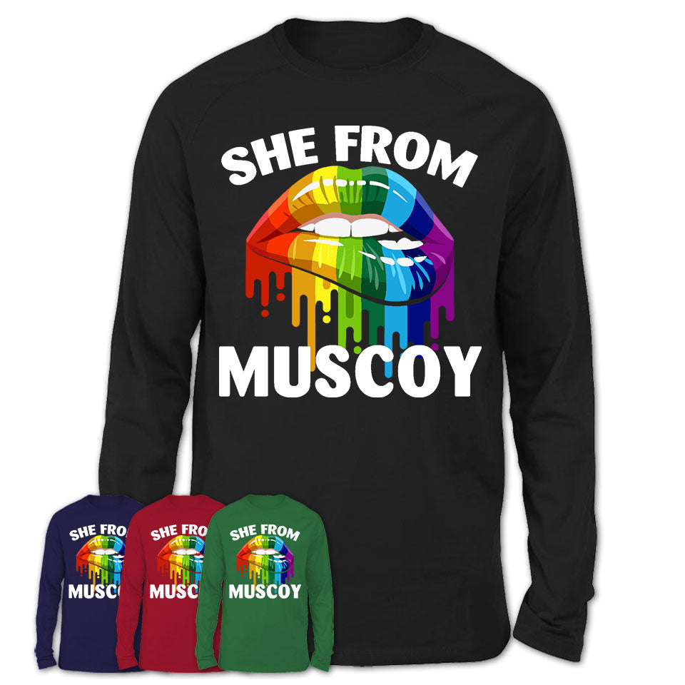 She From Muscoy California T-Shirt LGBT Pride Sexy Lips Gift Shirt