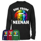 She From Neenah Wisconsin T-Shirt LGBT Pride Sexy Lips Gift Shirt