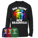 She From New Braunfels Texas T-Shirt LGBT Pride Sexy Lips Gift Shirt