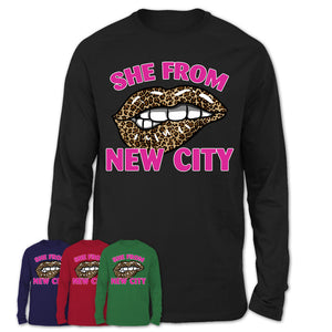 She From New City New York Gift Cheetah Leopard Sexy Lips Shirt