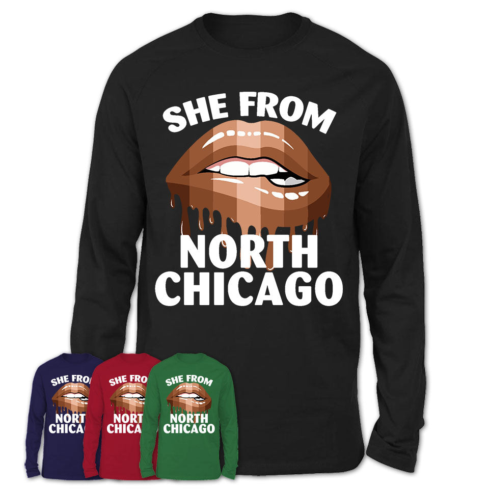 She From North Chicago Illinois T-Shirt Black Lives Matter Sexy Lips Girl Shirt