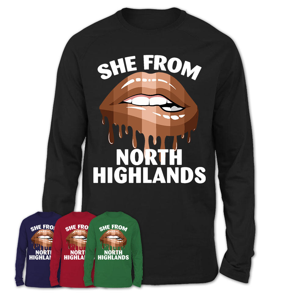 She From North Highlands California T-Shirt Black Lives Matter Sexy Lips Girl Shirt