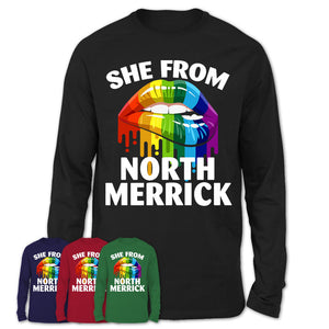 She From North Merrick New York T-Shirt LGBT Pride Sexy Lips Gift Shirt