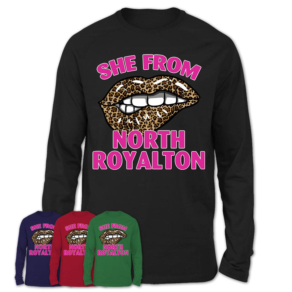 She From North Royalton Ohio Gift Cheetah Leopard Sexy Lips Shirt