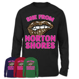 She From Norton Shores Michigan Gift Cheetah Leopard Sexy Lips Shirt