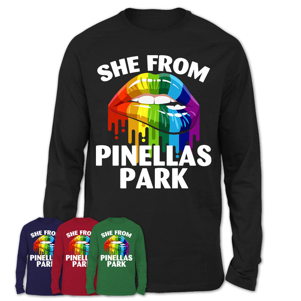 She From Pinellas Park Florida T-Shirt LGBT Pride Sexy Lips Gift Shirt