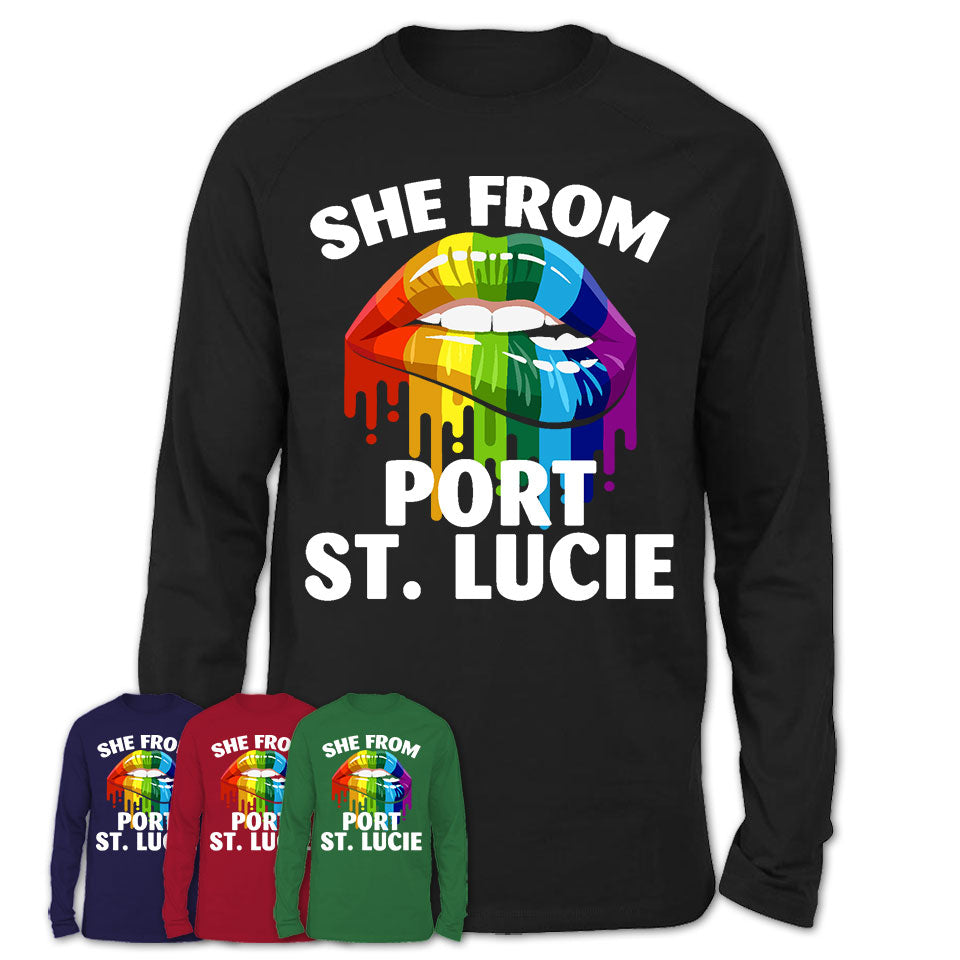 She From Port St. Lucie Florida T-Shirt LGBT Pride Sexy Lips Gift Shirt