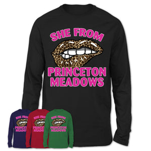 She From Princeton Meadows New Jersey Gift Cheetah Leopard Sexy Lips Shirt