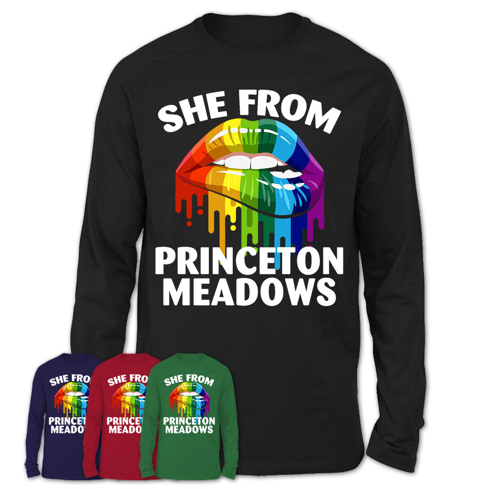 She From Princeton Meadows New Jersey T-Shirt LGBT Pride Sexy Lips Gift Shirt