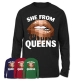 She From Queens New York T-Shirt Black Lives Matter Sexy Lips Girl Shirt
