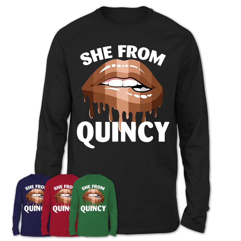 She From Quincy Massachusetts T-Shirt Black Lives Matter Sexy Lips Girl Shirt
