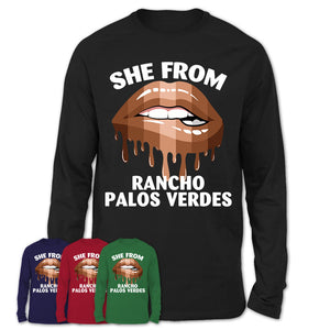 She From Rancho Palos Verdes California T-Shirt Black Lives Matter Sexy Lips Girl Shirt