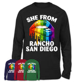 She From Rancho San Diego California T-Shirt LGBT Pride Sexy Lips Gift Shirt