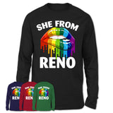 She From Reno Nevada T-Shirt LGBT Pride Sexy Lips Gift Shirt