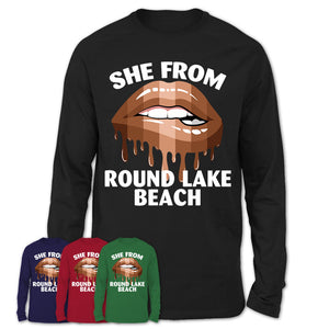 She From Round Lake Beach Illinois T-Shirt Black Lives Matter Sexy Lips Girl Shirt