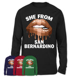 She From San Bernardino California T-Shirt Black Lives Matter Sexy Lips Girl Shirt