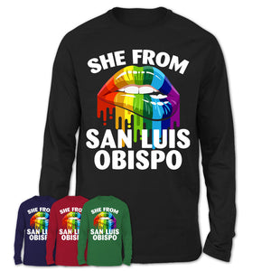 She From San Luis Obispo California T-Shirt LGBT Pride Sexy Lips Gift Shirt