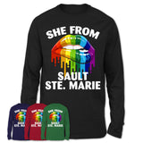 She From Sault Ste. Marie Michigan T-Shirt LGBT Pride Sexy Lips Gift Shirt
