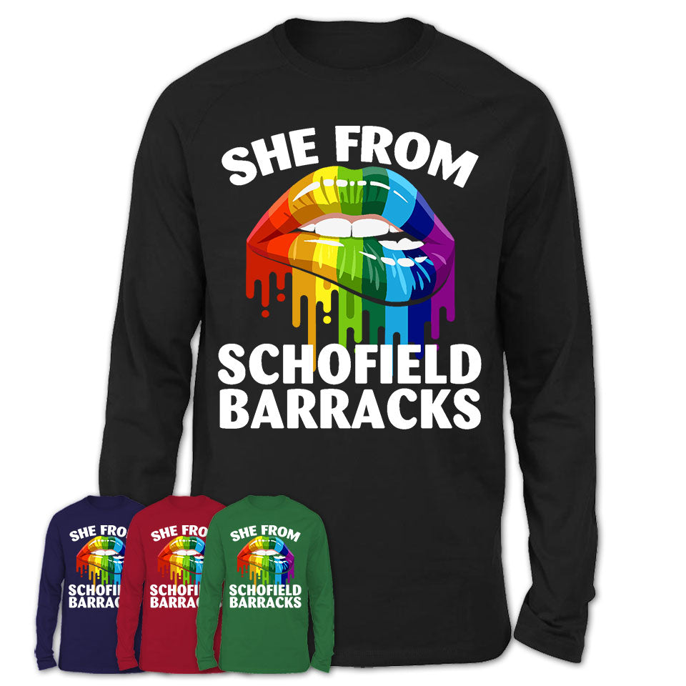 She From Schofield Barracks Hawaii T-Shirt LGBT Pride Sexy Lips Gift Shirt