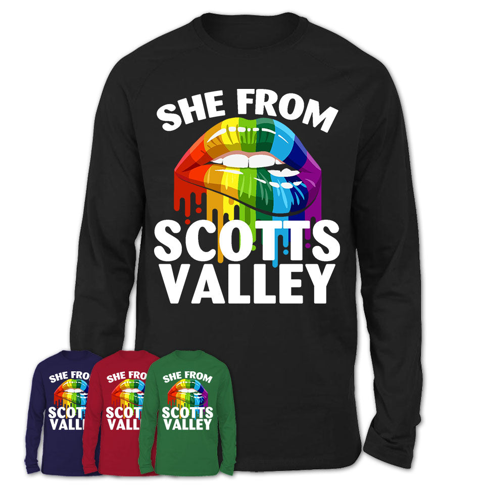 She From Scotts Valley California T-Shirt LGBT Pride Sexy Lips Gift Shirt
