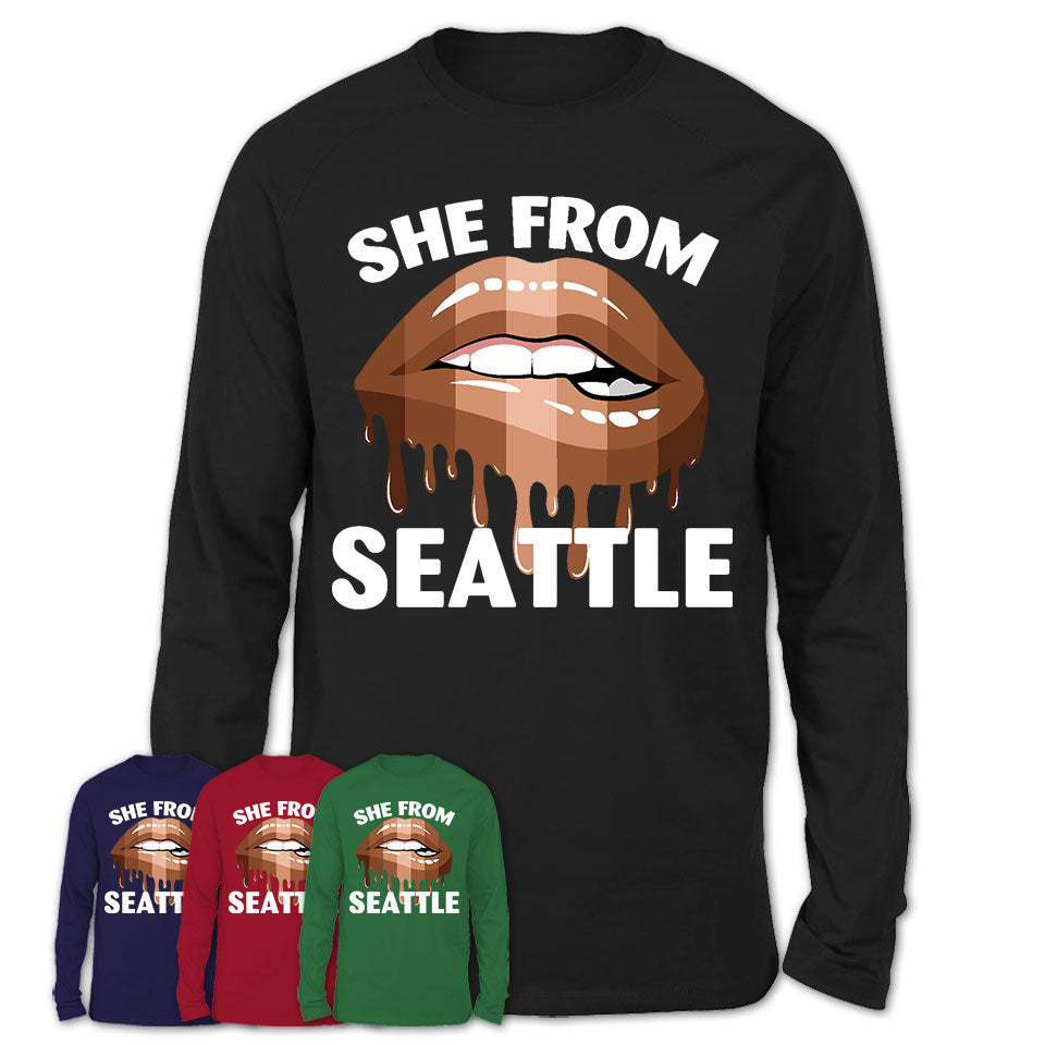 She From Seattle Washington T-Shirt Black Lives Matter Sexy Lips Girl Shirt