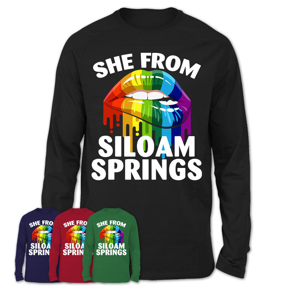 She From Siloam Springs Arkansas T-Shirt LGBT Pride Sexy Lips Gift Shirt
