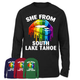 She From South Lake Tahoe California T-Shirt LGBT Pride Sexy Lips Gift Shirt