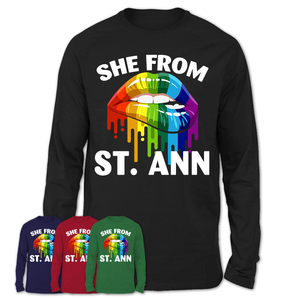 She From St. Ann Missouri T-Shirt LGBT Pride Sexy Lips Gift Shirt