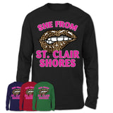 She From St. Clair Shores Michigan Gift Cheetah Leopard Sexy Lips Shirt