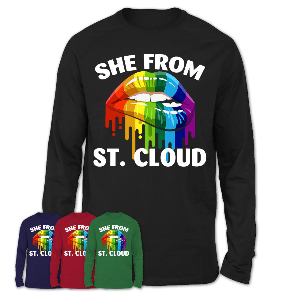 She From St. Cloud Minnesota T-Shirt LGBT Pride Sexy Lips Gift Shirt