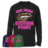 She From Stevens Point Wisconsin Gift Cheetah Leopard Sexy Lips Shirt