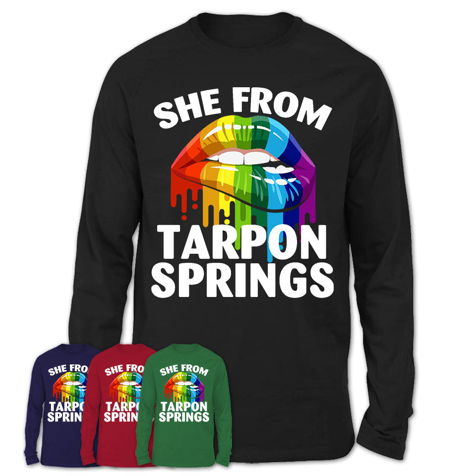 She From Tarpon Springs Florida T-Shirt LGBT Pride Sexy Lips Gift Shirt
