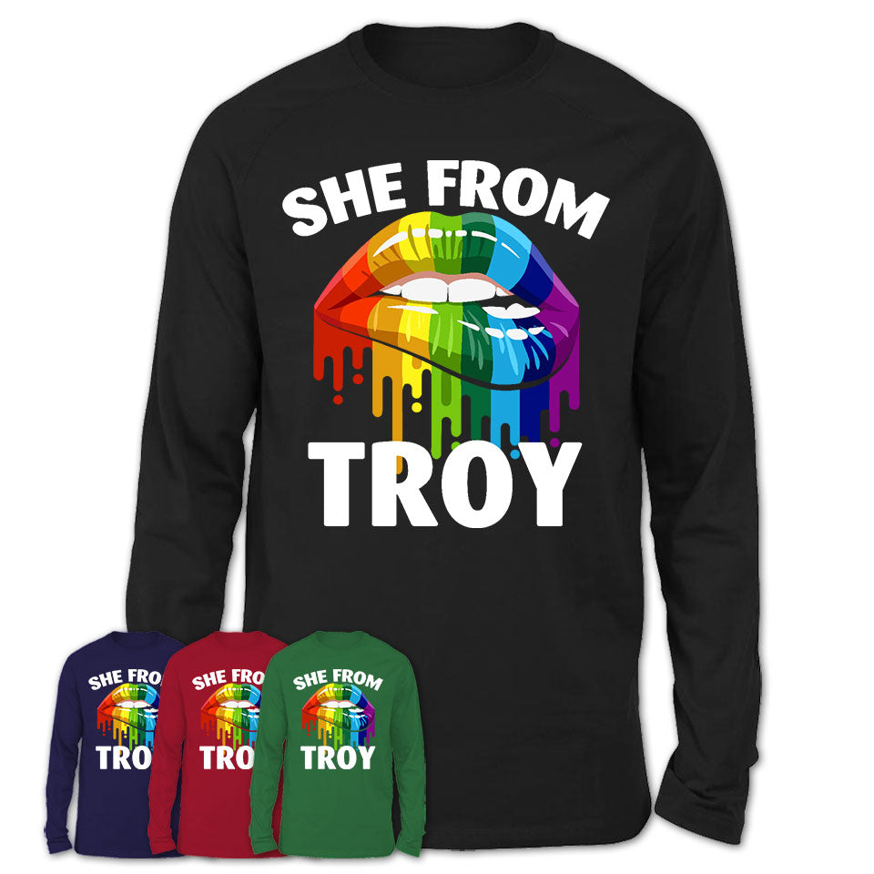 She From Troy Michigan T-Shirt LGBT Pride Sexy Lips Gift Shirt