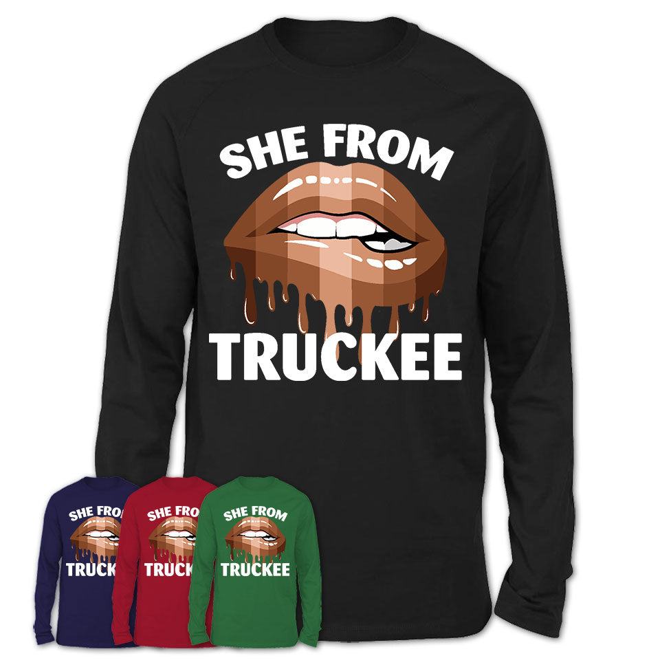 She From Truckee California T-Shirt Black Lives Matter Sexy Lips Girl Shirt
